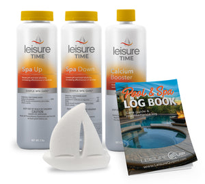Leisure Time Hot Tub pH, Alkalinity, & Calcium Chemical Balancer Kit with ScumBoat & Hot Tub Log Book