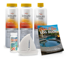 Load image into Gallery viewer, Leisure Time Hot Tub pH, Alkalinity, &amp; Calcium Chemical Balancer Kit with Test Strips, ScumBoat &amp; Hot Tub Log Book
