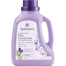 Load image into Gallery viewer, SpaGuard Spa Complete keeps water clear and softens hot tub water with lavender and eucalyptus extract
