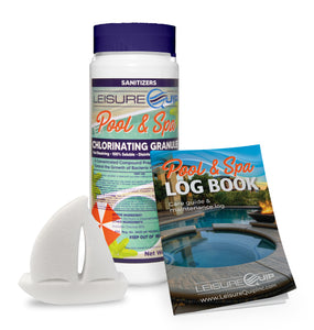 LeisureQuip Pool & Spa Chlorine Concentrate 2lb with ScumBoat & Pool & Hot Tub Log Book