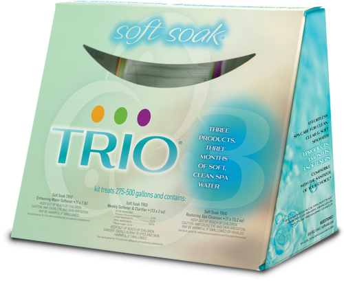 Soft Soak TRIO hot tub water softener, enhancer, and shock treatment kit